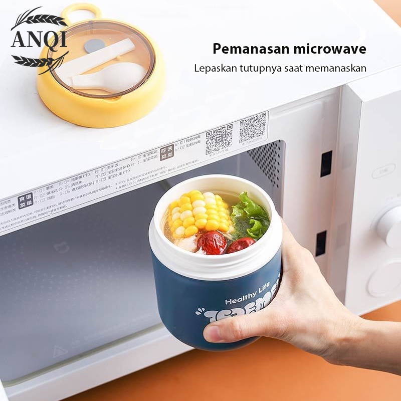 ANQI 1888 Gelas Soup &amp; Ice Multifungsi + Sendok Anti Tumpah BPA Free VS-77