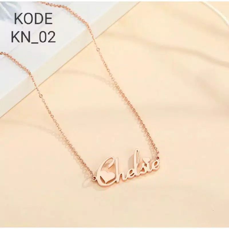 PROMO Kalung nama titanium wanita anti karat necklace custom gold ukir aksesoris fashion korea