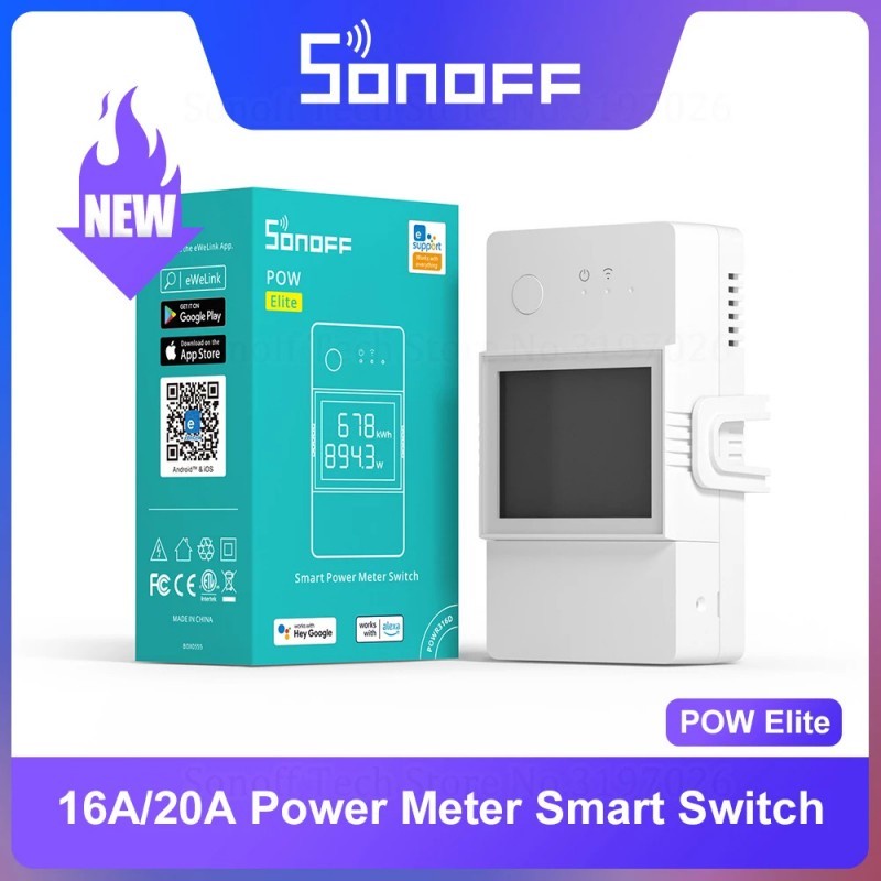 sonoff pow elite 16A / 20A smart AC watt meter ewelink smart din rail