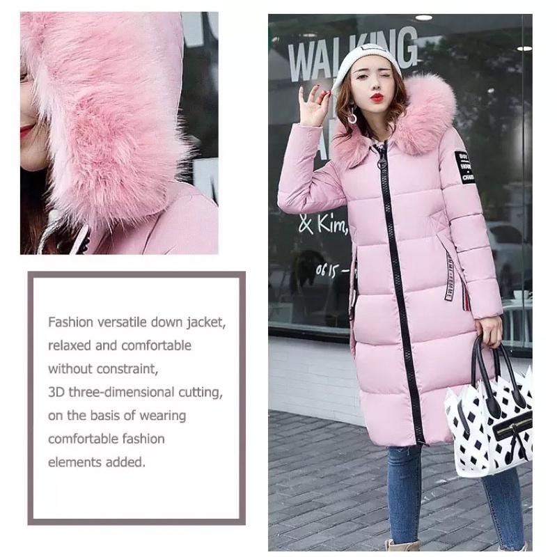 Winter Puffer Coat Women with Hoodie Jaket Winter Panjang Wanita