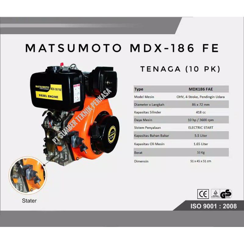 MESIN DIESEL ENGINE MATSUMOTO MDX 186 FAE