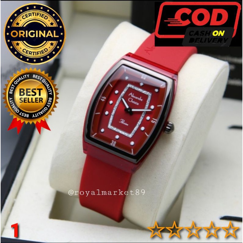 [PILIHAN WARNA GESER FOTO] ORI JAM TANGAN WANITA ALEXANDRE CHRISTIE RUBBER CEWEK AC 2847 B CRISTIE