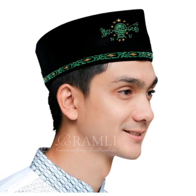 Peci Ramli AC Motif Lukis Logo NU Aswaja Kopiah Songkok Premium AC Logo NU