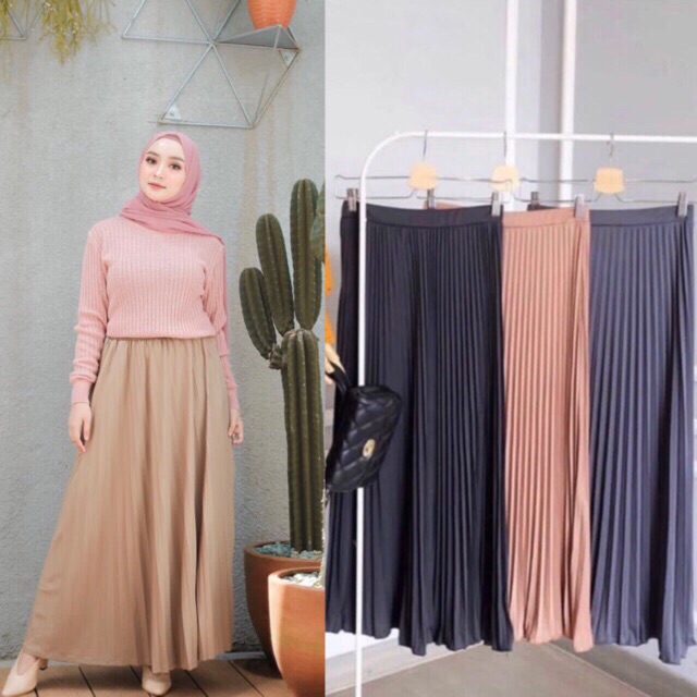 ROK PLISKET ROK PAYUNG PLEATED PREMIUM ROK PANJANG TANIA SKIRT MODELLANO SKIRT MURAH