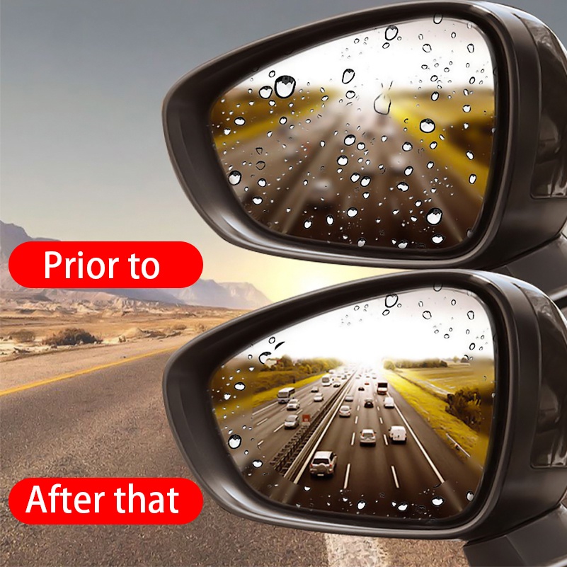 2pcs Car Mirror Window Clear Film Rainproof Anti fog Waterproof Rearview Mirror Film Car Sticker