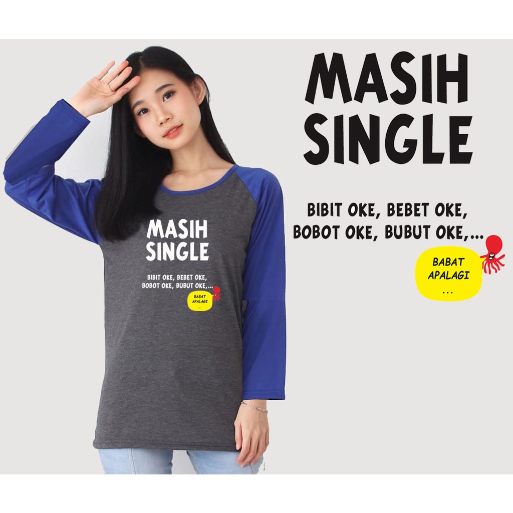 Kaos Raglan Abu Tua Lengan Panjang Gambar Masih Single