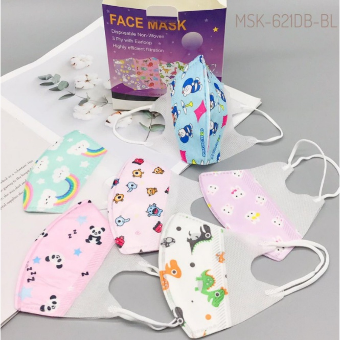 MASKER ANAK ANAK 3 PLY/ KIDS MASK/ MASKER DUCKBILL ANAK/ MASKER MOTIF KARAKTER/SURGICAL MASK (Umur 0-3 tahun) dan (Umur 4-12) (ECER)