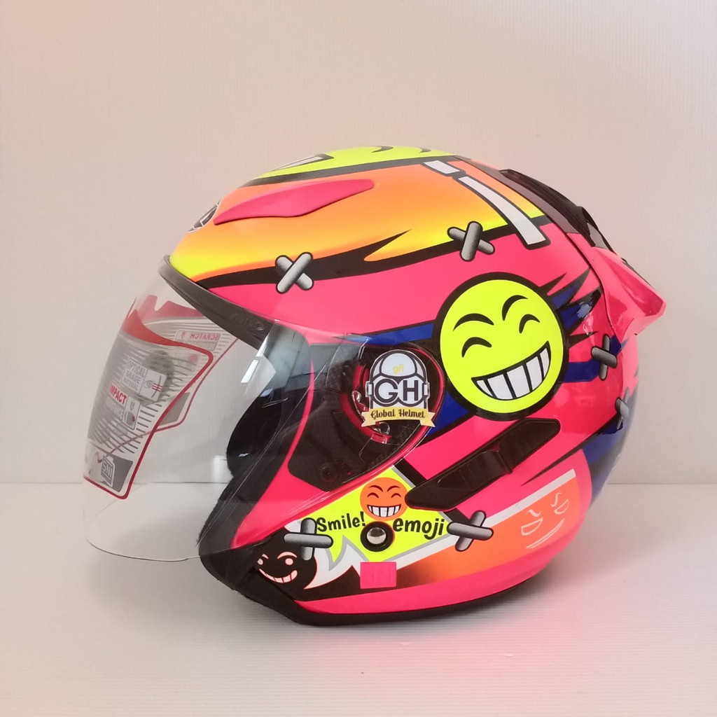 Helm Shell Rover Motif 808 Pink Fluo Shel Rover