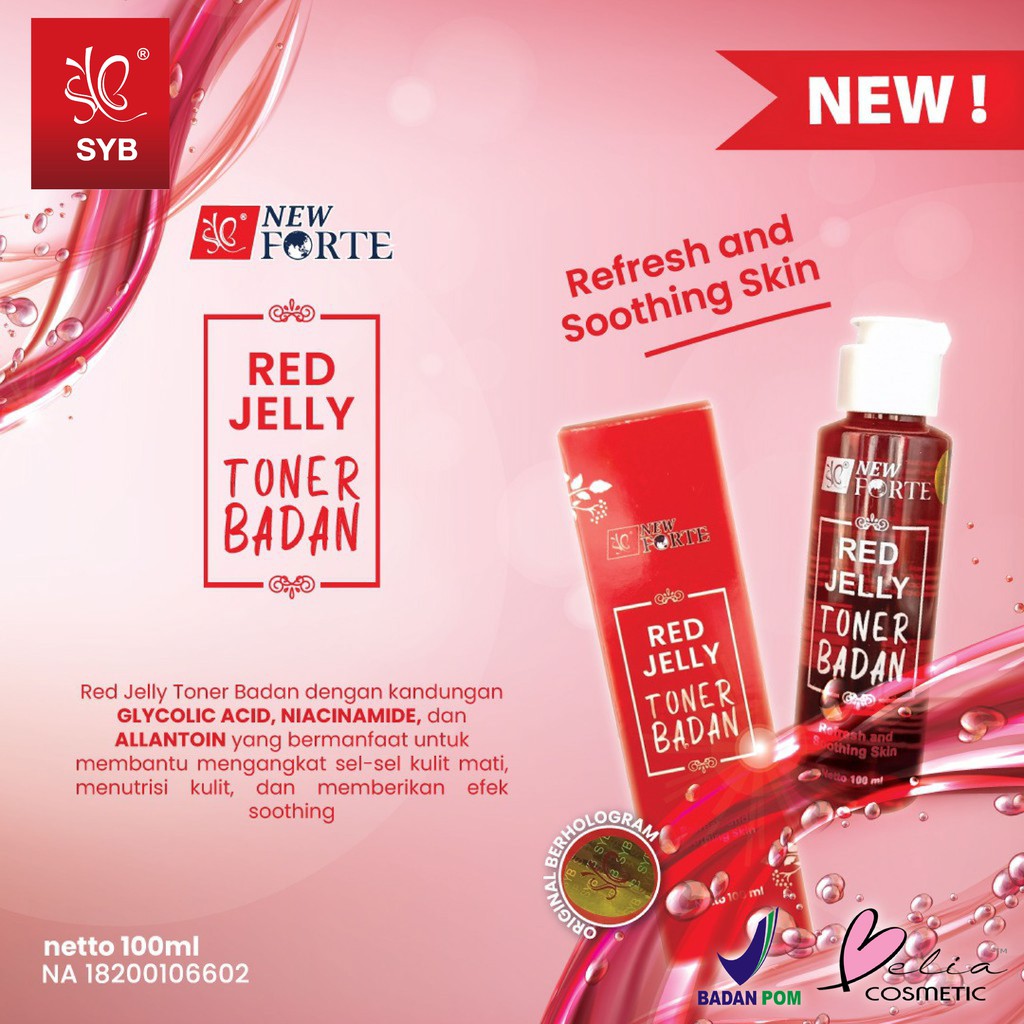 ❤ BELIA ❤ SYB Toner Badan Red Jelly | Toner Coklat 100ml | AHA SKINBOOST BODY TONER | Toner Wajah Putih | Toner Tubuh (✔BPOM)