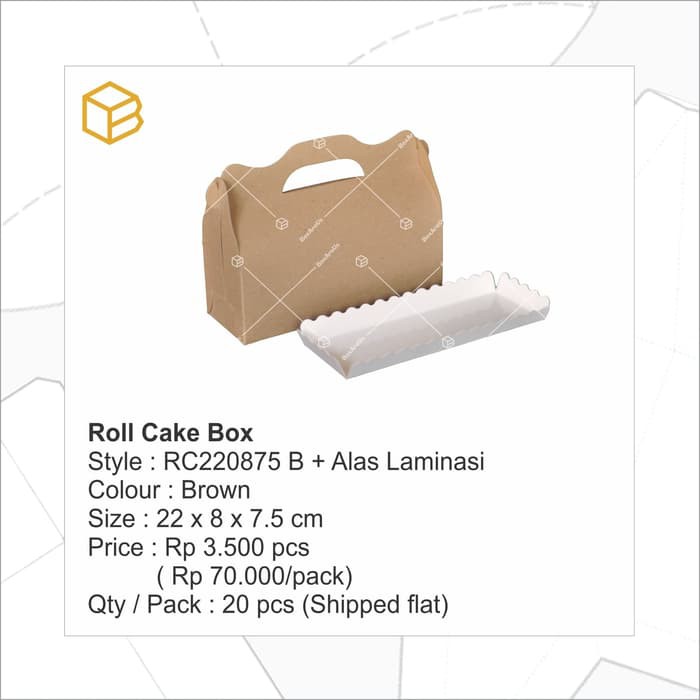 

Unik RC220875 B | Roll cake, packaging, dus, brownis box, dus, kotak - ONLY BOX Berkualitas