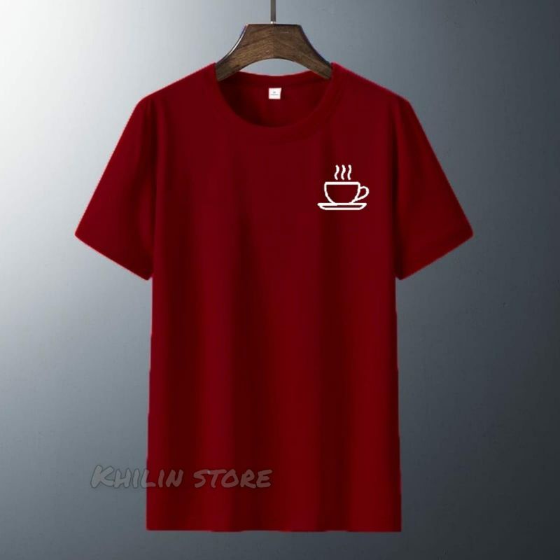 Kaos distro pria lengan pendek baju atasan pria Secangkir kopi Tshirt lelaki Cod