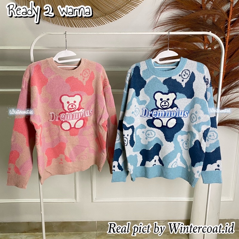 Sweater winter hangat wanita atasan rajut tebal import korea oversized jumbo big size bear color