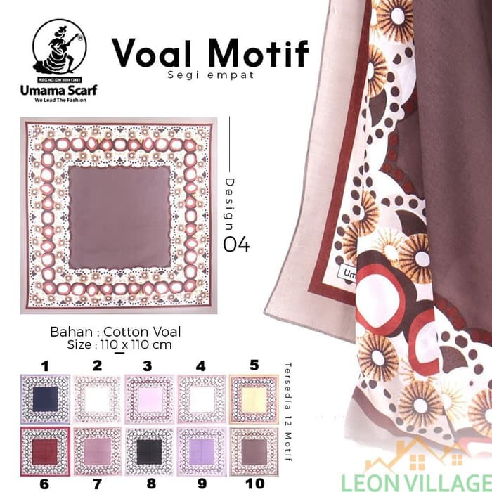 Kerudung VOAL A4 UMAMA Hijab Jilbab Segi Empat Motif