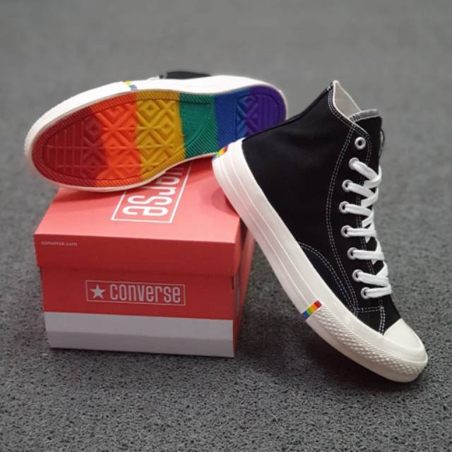 rainbow high top converse