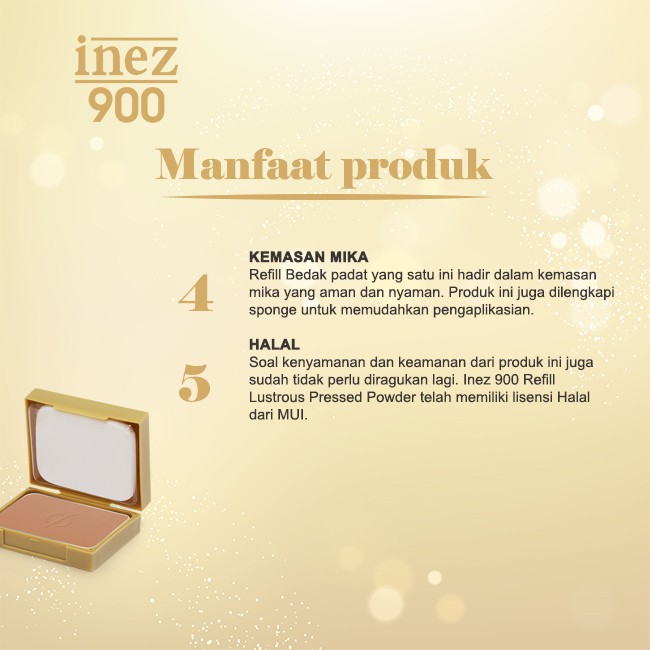 INEZ 900 LUSTROUS PRESSED POWDER POUDRE PRESSEE BRILIANTE REFFIL WITH PUFF