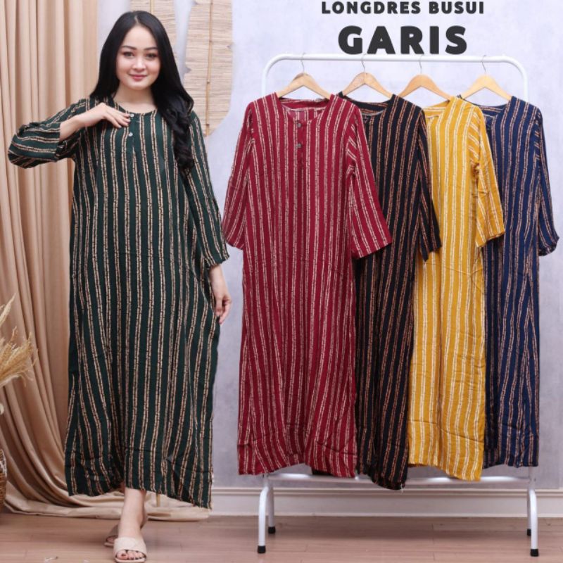 Paket 3pcs Daster panjang cabut Safrina garis black sweet grosir baju murah busui baju wanita kekinian baju tanah abang