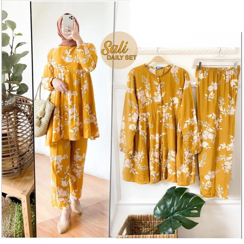 1KG MUAT 3SET | SALI DAILY SET ONESET RAYON PREMIUM ATASAN CELANA HITS SELEBGRAM FASHION MUSLIMAH