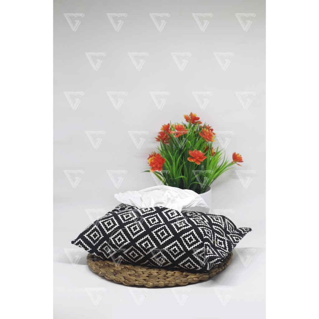 Tempat Tisu -Sarung Tisu - Cover Tissue - Box Tisu Kanvas - Wadah Tisu Motif ETNIQ SQUARE