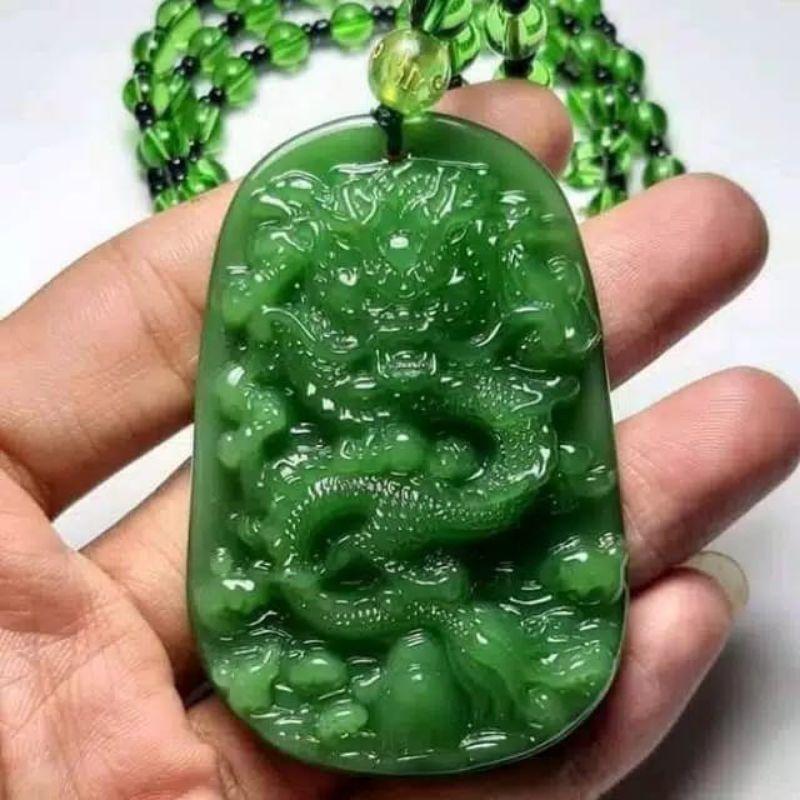 Liontin Giok Ukir Asli Natural Siap Pakai