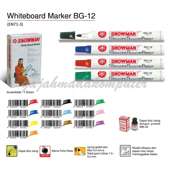 

Spidol Snowman Whiteboard Board Marker BG-12