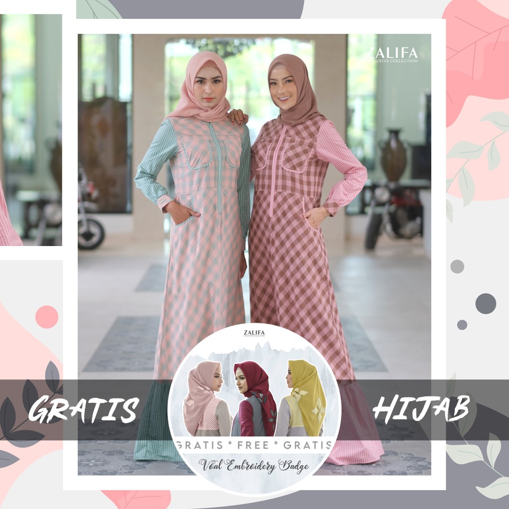 GRATIS HIJAB - DIVA Dress by Zalifa Exclusive Collection - Baju Muslim Wanita - Gamis