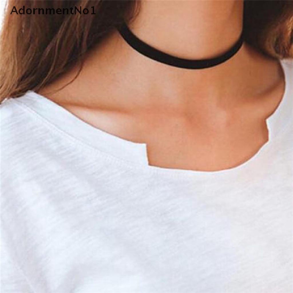 (AdornmentNo1) Kalung Choker Handmade Bahan Velvet Warna Hitam Gaya Gothic Retro Untuk Wanita