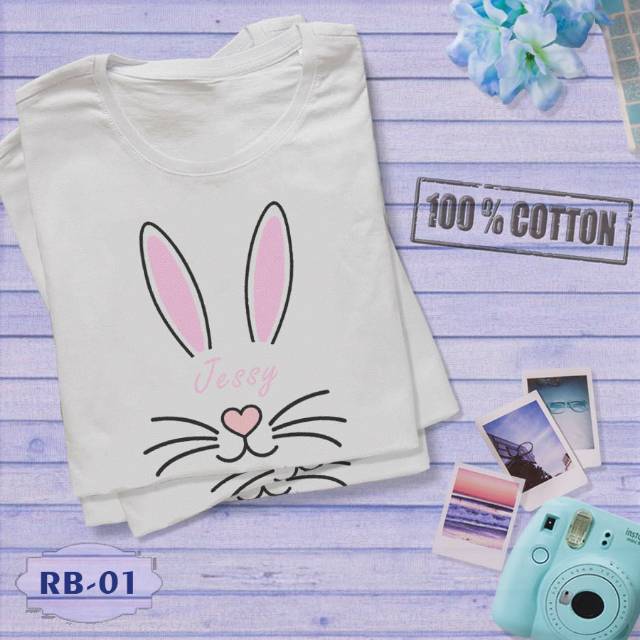 Rabbit Cute kaos oblong pria wanita anak couple family custom