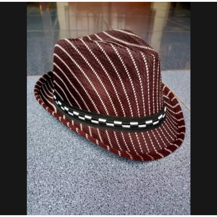 Topi Fedora Dewasa Topi Koboi Salur Terbaru Unisex