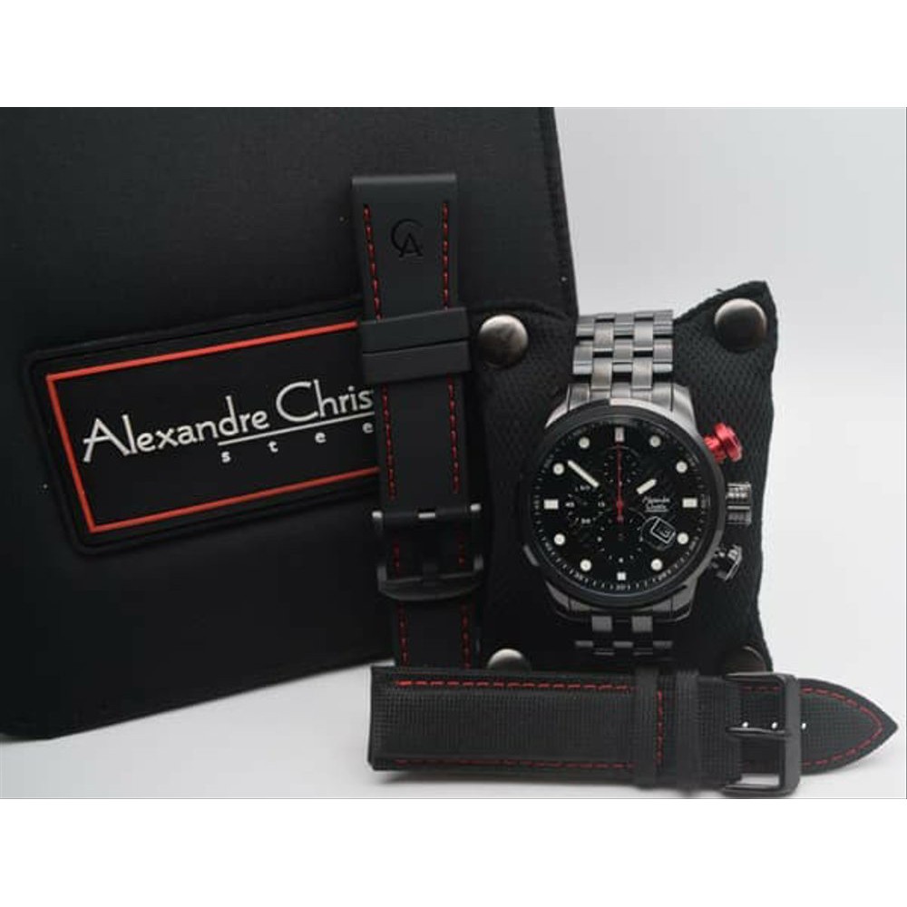 Jam Tangan Pria Sport Sangar Best seller ALEXANDRE CHRISTIE Original AC 6163 FULL BLACK - Garansi re
