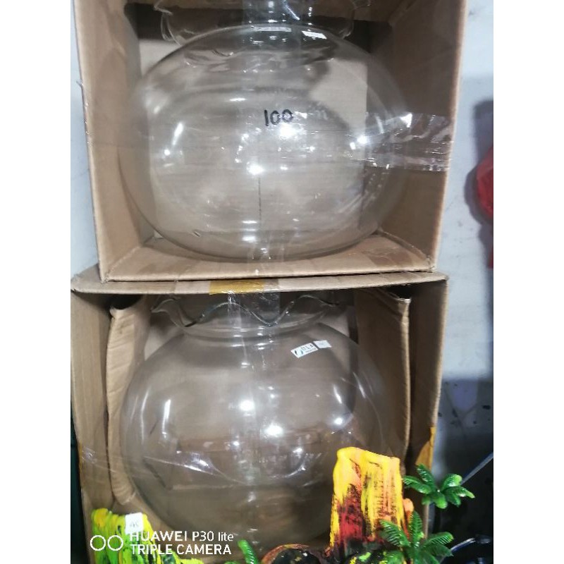 Aquarium Bulat fish bowl DLX soliter kaca kristal 12 liter