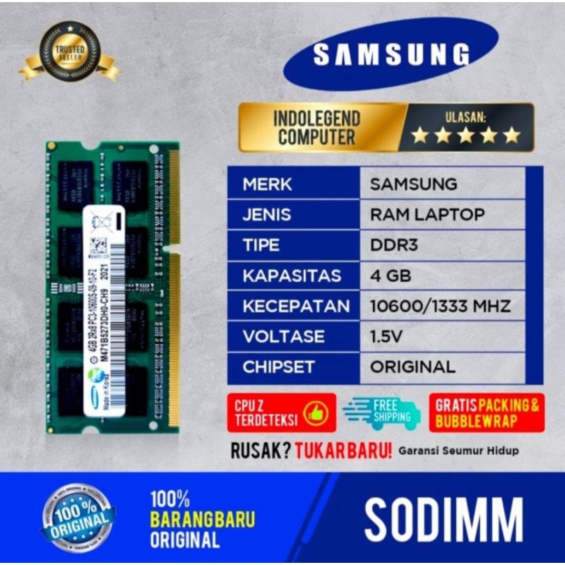 RAM SAMSUNG SODIM DDR3 4GB NON L PC10600