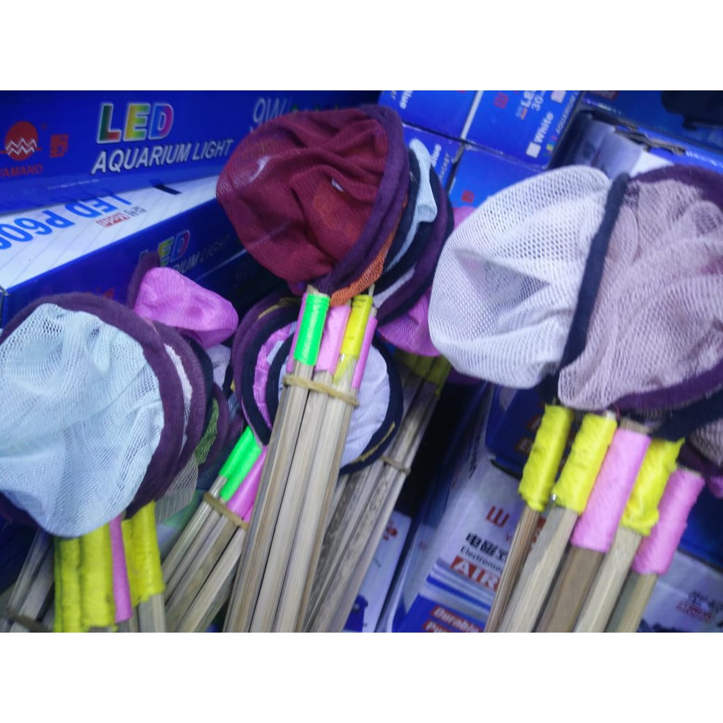 Serok Ikan - Serokan Ikan -  Cundit Seser Serok Bambu Burayak Ikan Encu Cupang Aquarium Mini 35 Cm