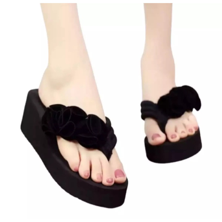 Arkn-SandaL Wanita Wedges Bunga spon Terbaru