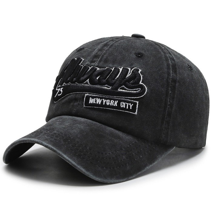 Topi Pria Baseball cap : ALWAYS NYC - Topi Baseball Topi Pria Topi Wanita - BLACK(C7I9) Topi Pria De