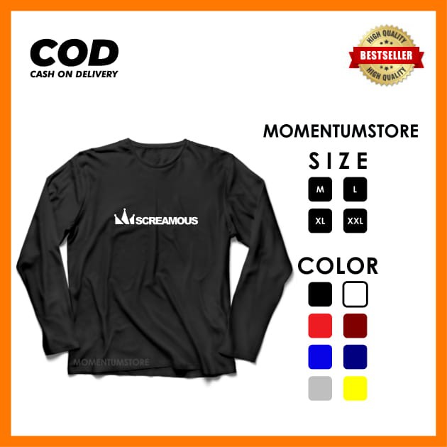 KAOS LENGAN PANJANG SCREAMOUS BAJU KAOS DISTRO PRIA LONGSLEEVE SCREAMOUS PAKAIAN PRIA KAOS WANITA FA