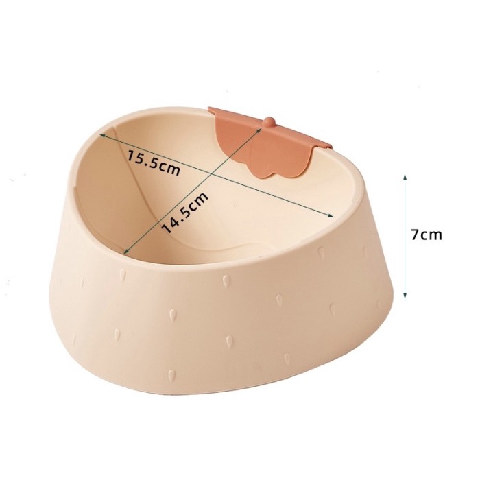 Mangkok makan bentuk strawberry anti slip kucing anjing dog cat hewan pet plastik mangkuk