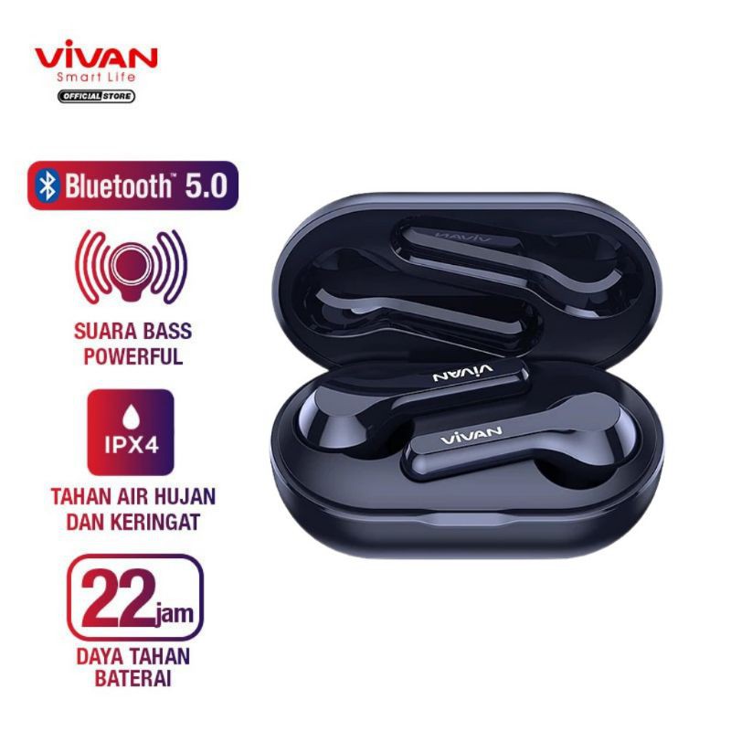 Earphone Vivan TWS Liberty T200 Waterproof IPX4 Original