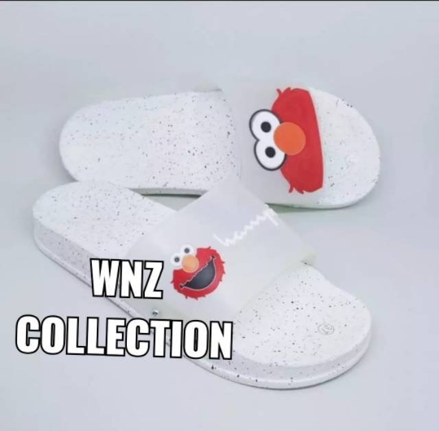 WnZcollection / Sandal Elmo Putih / Sandal Elmo Karet / Sandal Wanita / Flat Wanita / Sandal Bintik