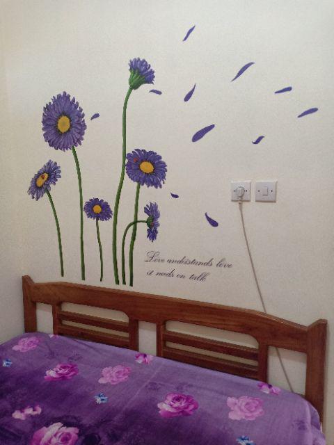 [cod Jatim] Stiker Dinding 68 Flower Purple
