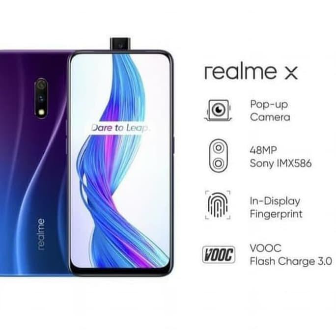 TERMURAH NEW HP REALME X 4/128 RAM 4GB ROM 128GB GARANSI RESMI BARU & SEGEL - Biru READY STOCK