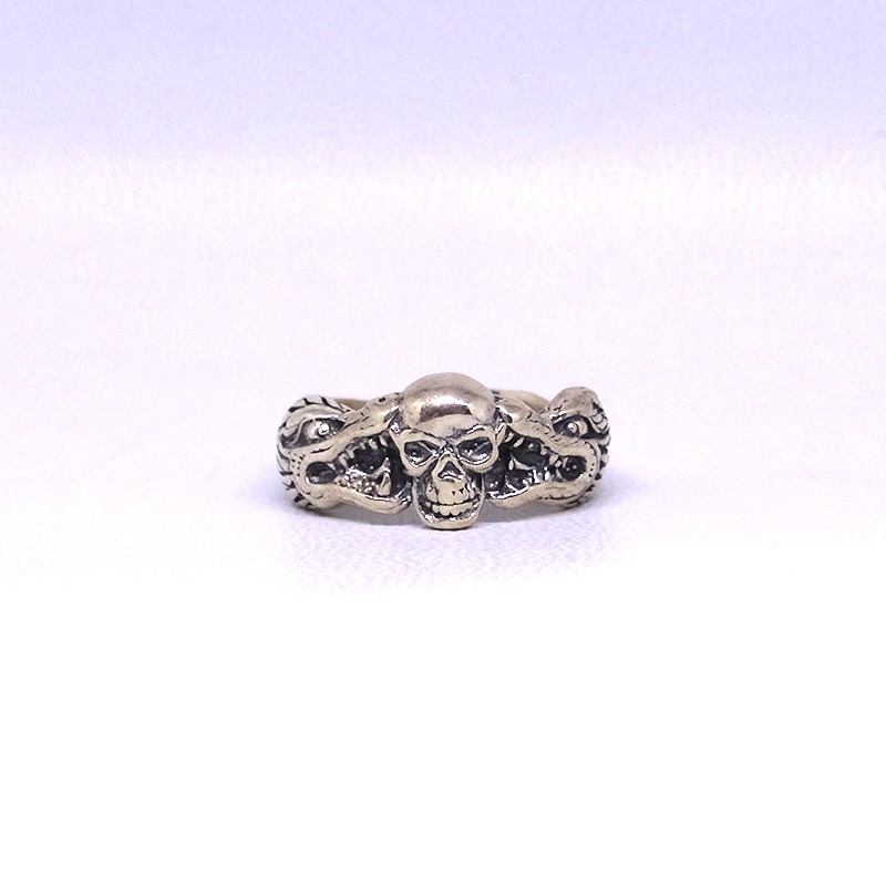 Cincin Ring Perak Silver Bali 925 Ukir Naga Dragon Skull Tengkorak Devil Bakar Pria Laki Wanita