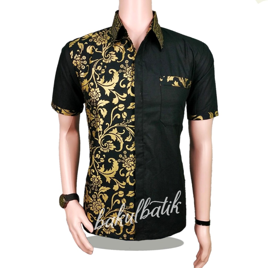 Bakul Batik - Batik Pria Hem Kombinasi Bakung Berkualiatas Hight