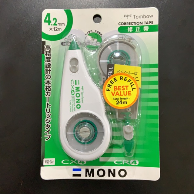 

RB TOMBOW Mono Correction Tape Cx4Cr4 + Refill Tip Ex Tip-Ex Kertas