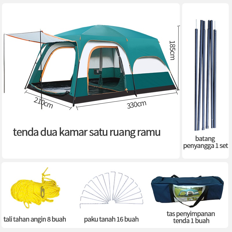 New Tenda Camping Kapasitas Luas 5-8 Orang Lipat Portable Waterproof Anti Air Outdoor Tenda Gunung