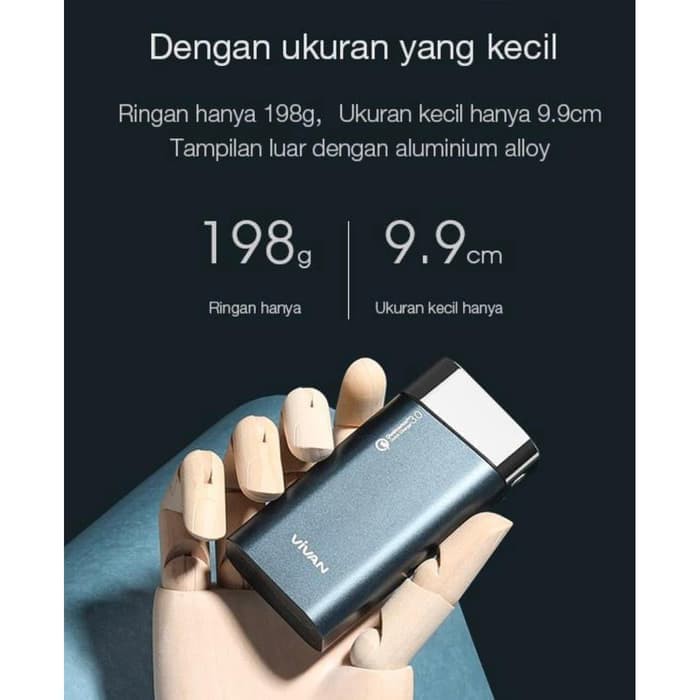 Power Bank Vivan VPB-G10 10000mAh PD + QC3.0 Two Way Fast Charging