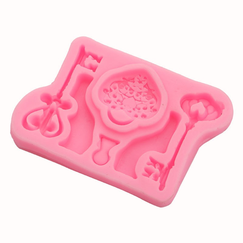 SIY  2Pcs Vintage Key Lock Cake Fondant Mold Kit Keyhole Silicone Mold for Cake Decor Sugarcraft Chocolate Epoxy Resin Craft