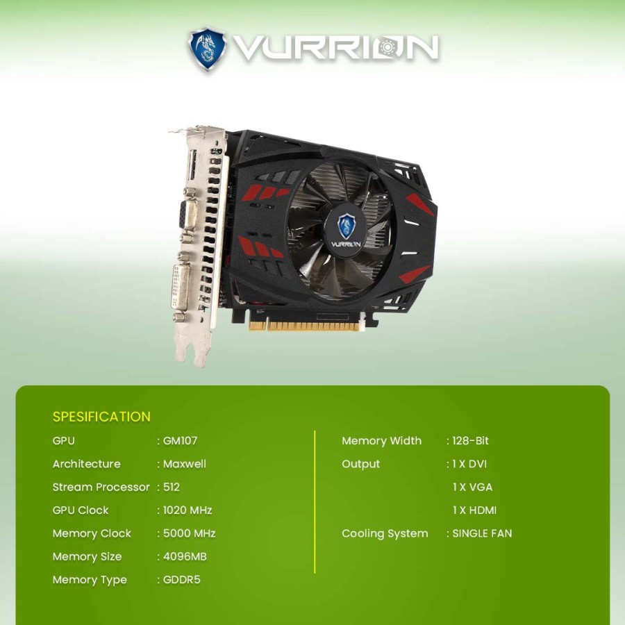 VGA NVIDIA VURRION GTX 750 Ti / GTX750 Ti 4GB DDR5 128-BIT