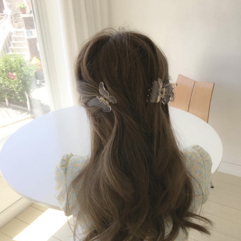 Spring Summer Solid Color Transparent Butterfly Shape Fairy Women Hair Claws for Clothing Collocation Accessories