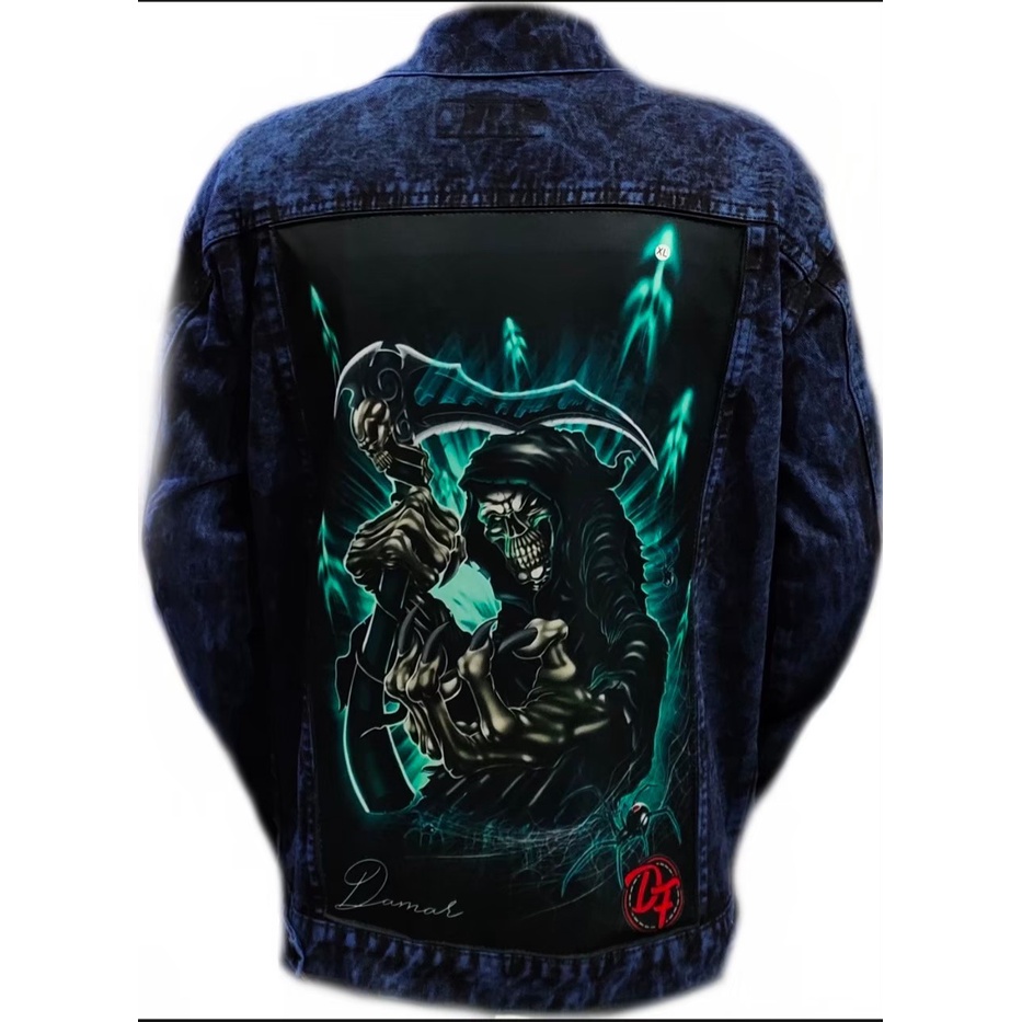 JAKET JEANS SANDWASH PRINTING JAKET JEANS GAMBAR BELAKANG