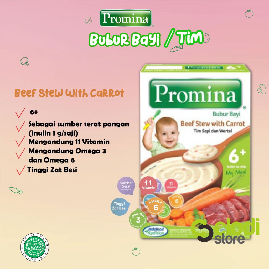 Promina Bubur Bayi 6+ 120gr-Beef Stew Carrot
